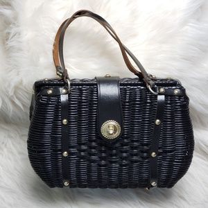 EUC Vintage Simon wicker bag with leather straps